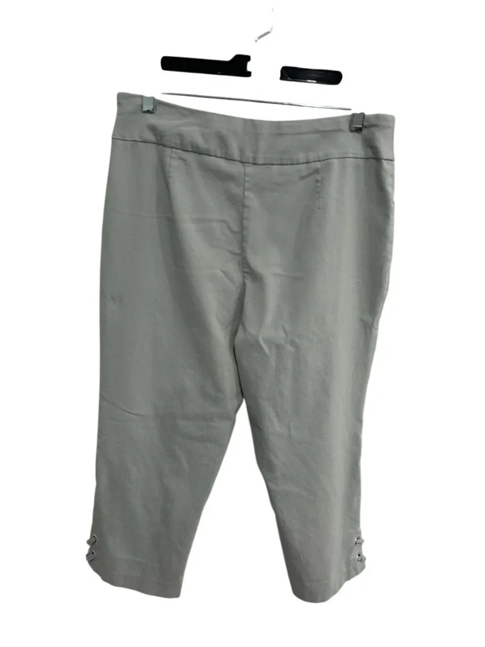 Fit Sight Large Grey Cropped Pants Lace-Up Hem Detail Elastic Waist Casualcore